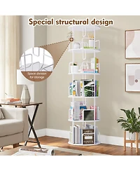 Flynama 5-Tier 360 Degree Rotating Book Tower Vertical Spinning Design Space-Saving Home Living Room Storage Organizer