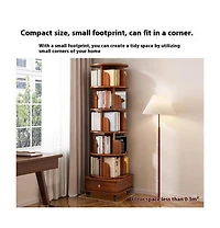 flynama 360 Degree Rotating 6-Tier Corner Bookshelf with Wheels