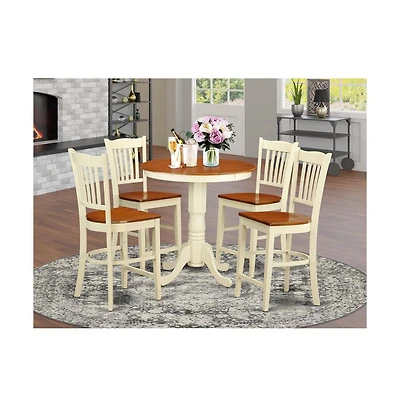 East West Furniture 5 Piece counter height Table and chair set-pub Table and 4 bar stools with backs