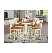 East West Furniture 5 Piece counter height Table and chair set-pub Table and 4 bar stools with backs