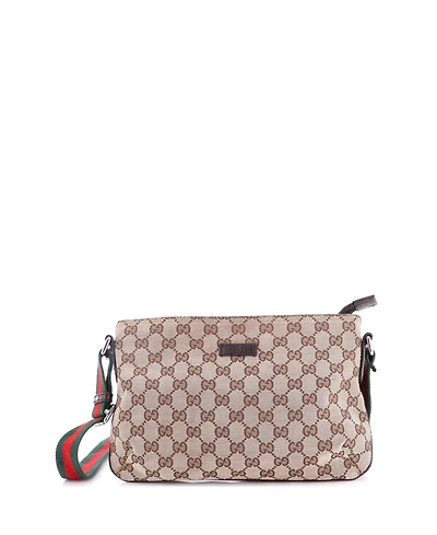 Pre-Owned Gucci Small Web Strap Messenger Bag Gg Canvas
