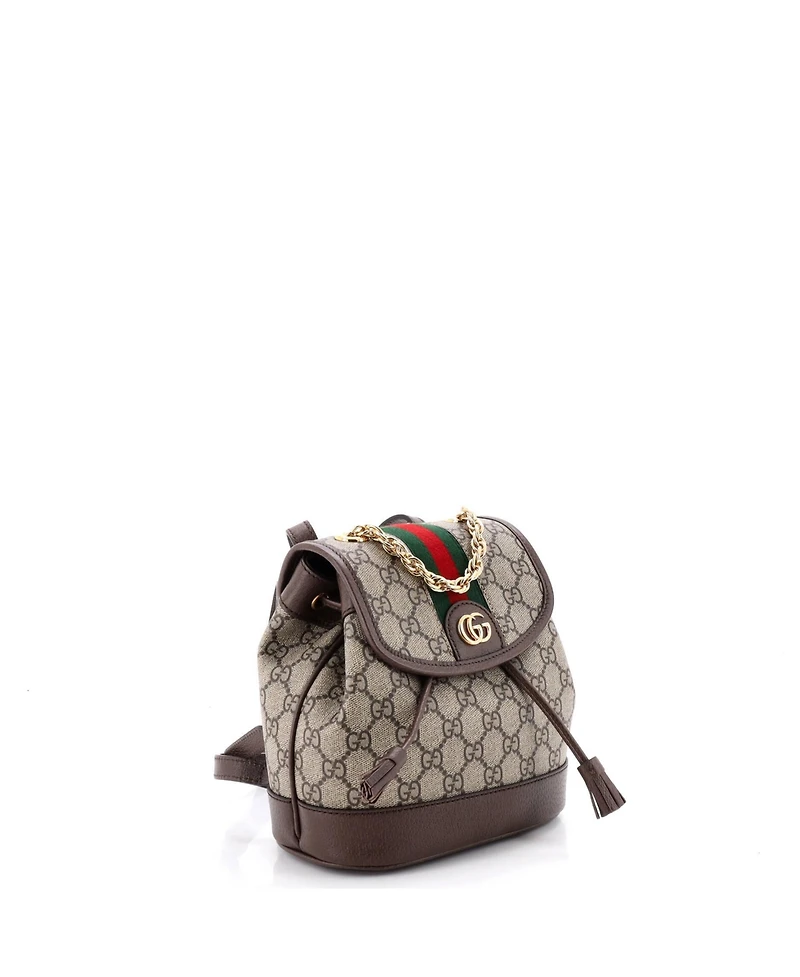 Pre-Owned Gucci Mini Ophidia Flap Backpack Gg Coated Canvas