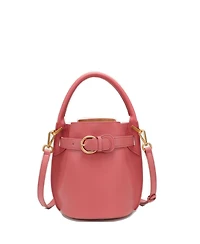 Susu Blair Leather Small Bucket Bag Women's Crossbody Purse with Belt Drawstring