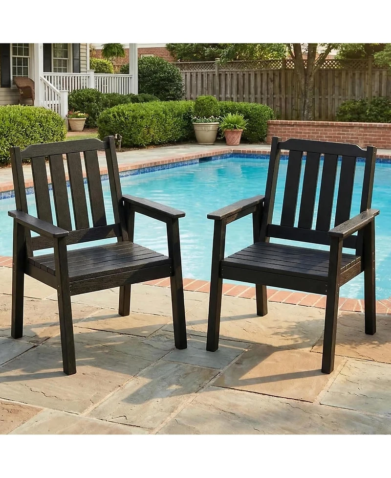 gaomon Outdoor Dining Chairs Set of 2 Patio Hdpe Garden with Ergonomic Wide Seat Waterproof Easy Maintain All-Weather Durable