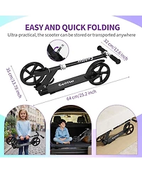 homfan 32.3x4.7x12 Kids Folding Scooter with Big Wheels, Adjustable Handlebar, Lightweight Aluminum Frame, for Outdoor Riding
