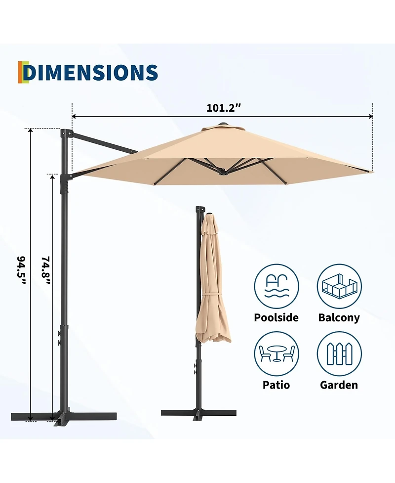 9-foot Off-Center Outdoor Umbrella-uv-Resistant, Large-Canopy Cantilever Patio Umbrella with Breathable Canopy, Ideal for Patios and Backyards