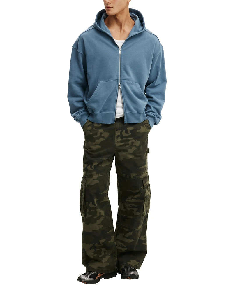 Cotton On Men's Cropped Full-Zip Hoodie Sweatshirt