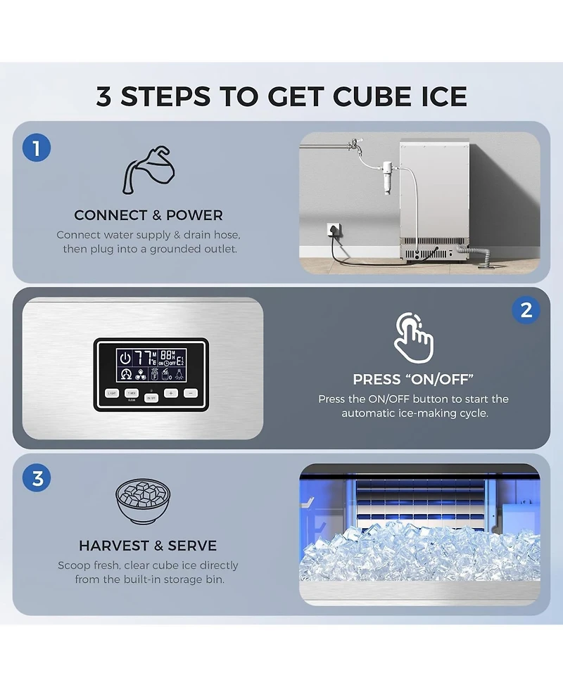 Cowsar 100lbs Commercial Ice Maker,Self-Cleaning