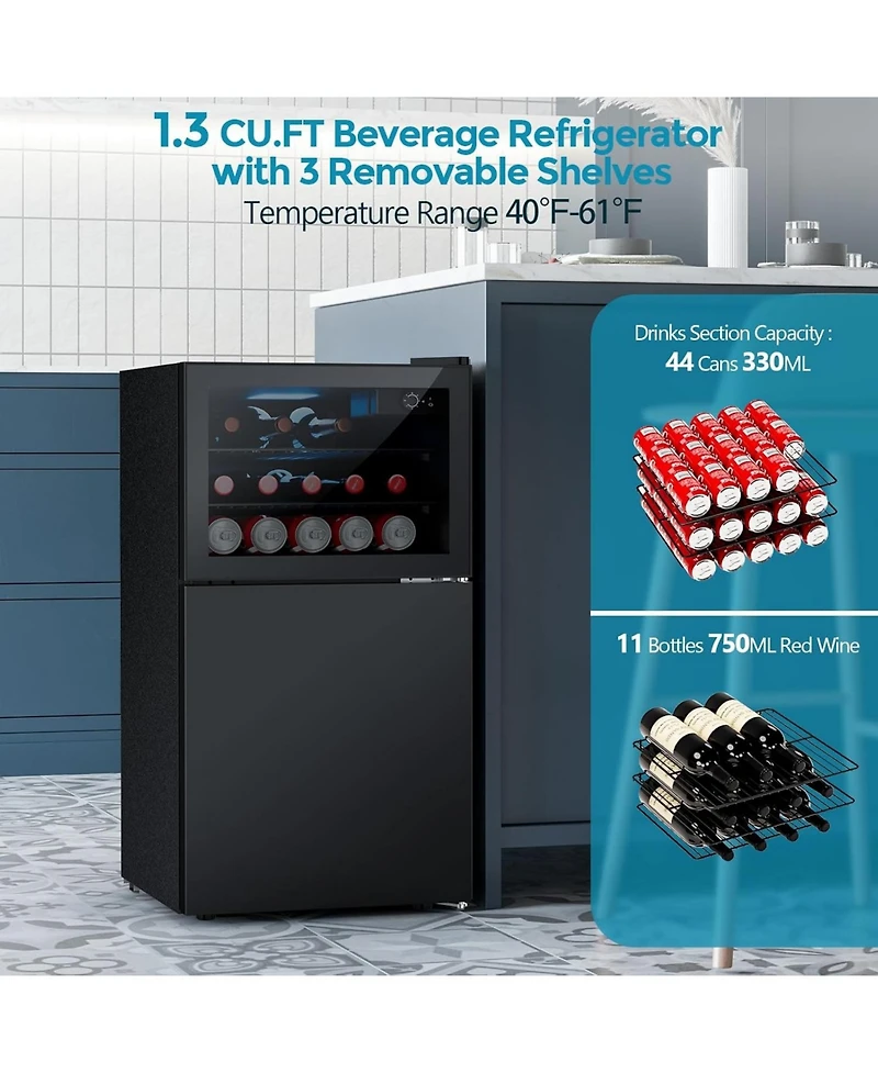 Cowsar 2.6 Cu.Ft Mini Fridge with Freezer,Compact Reversible Door Cooler