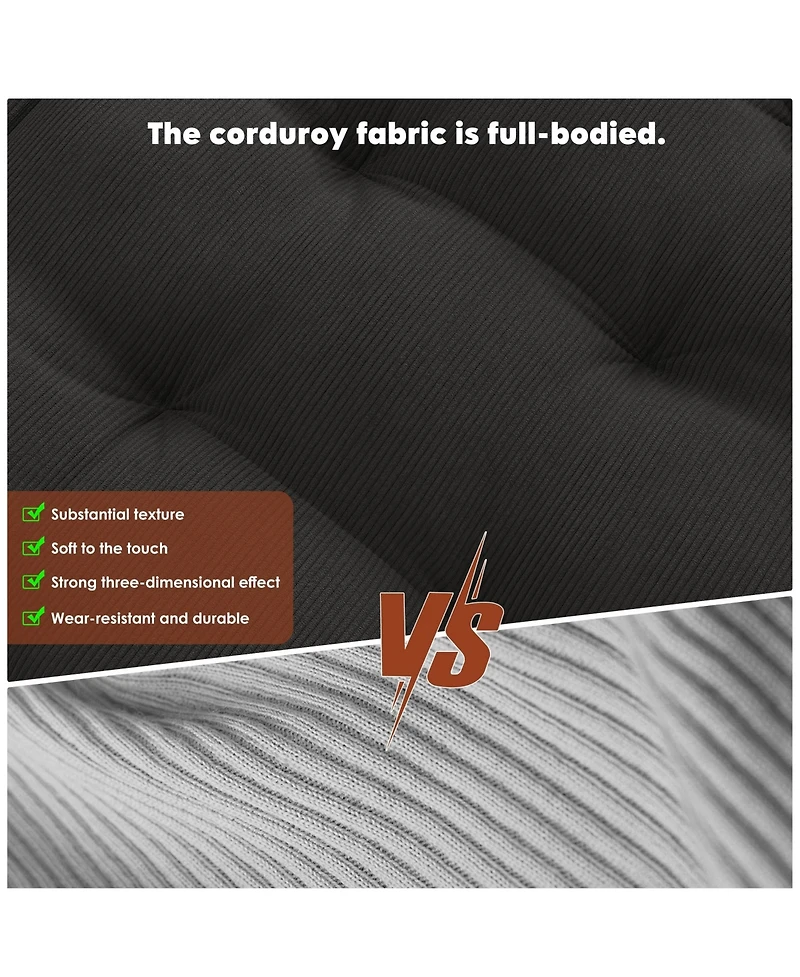 59" Corduroy Folding Sofa Bed with Round Armrests-Convertible, Back-Friendly Bed-No Assembly Required-Living Room/Bedroom Floor