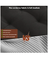 59" Corduroy Folding Sofa Bed with Round Armrests-Convertible, Back-Friendly Bed-No Assembly Required-Living Room/Bedroom Floor
