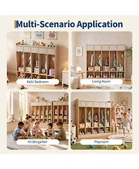 5-compartment coat locker, daycare storage cabinet fitted with 5 double hooks and 5 storage bins, ideal for home and school use