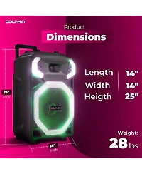 Dolphin Audio X-bass 15" Bluetooth Speaker System with Led Lights and Microphone Portable Dj Party Speaker