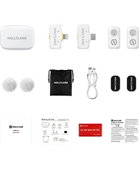 Hollyland Lark A1 2.4GHz 2-Person Wireless Combo Lavalier Microphone System, Ivory White