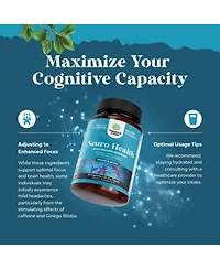 Nature's Craft Neuro Health Brain and Focus Formula, Mental Focus Nootropic Memory Supplement for Brain Health & and Performance Blend, Nature's Craft