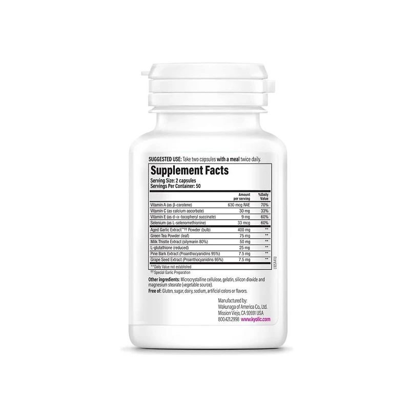 Kyolic Aged Garlic Extract Formula 105, Detox and Anti-Aging, 100 Capsules