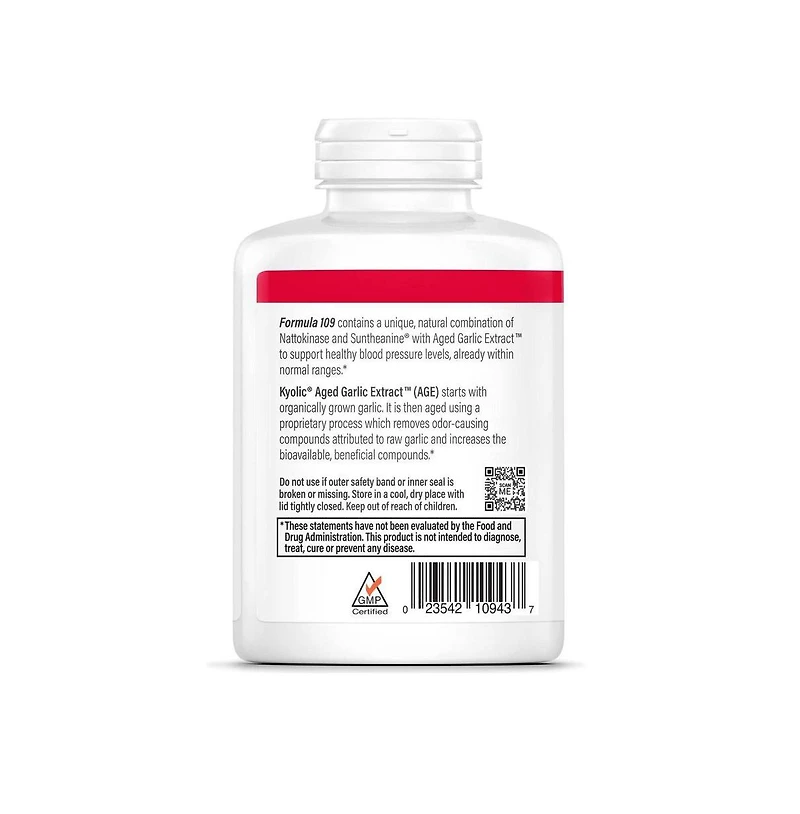 Kyolic Aged Garlic Extract Formula 109, Blood Pressure Health, 240 Capsules