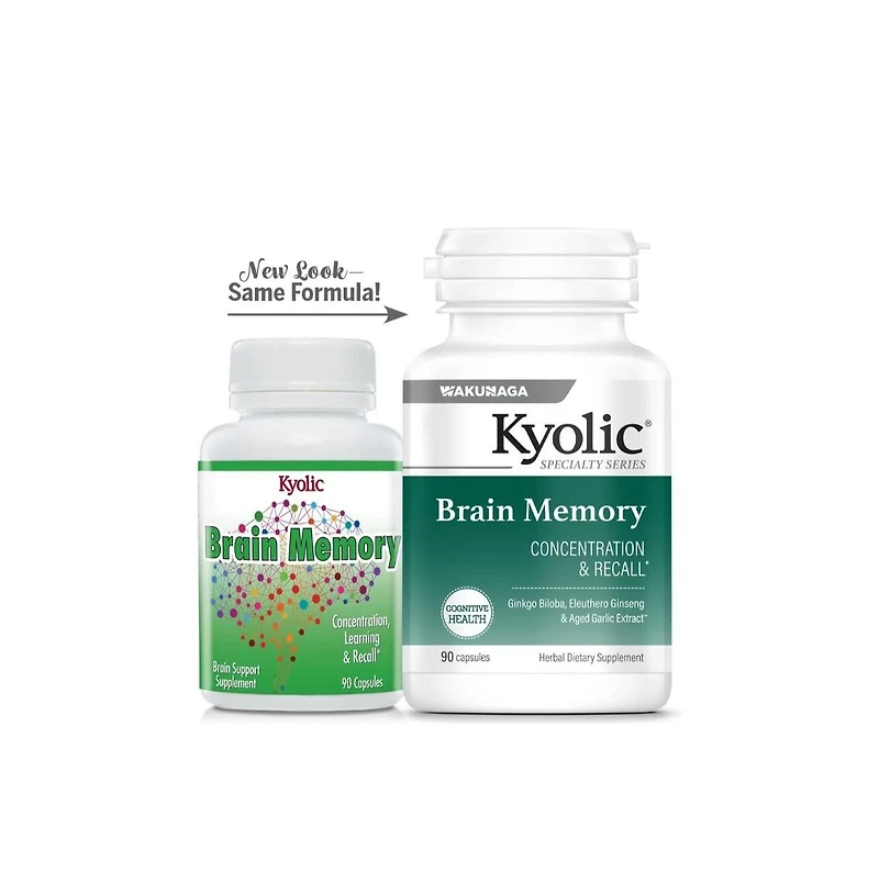 Kyolic Specialty Series Brain Memory, For Concentration and Recall, 90 Capsules
