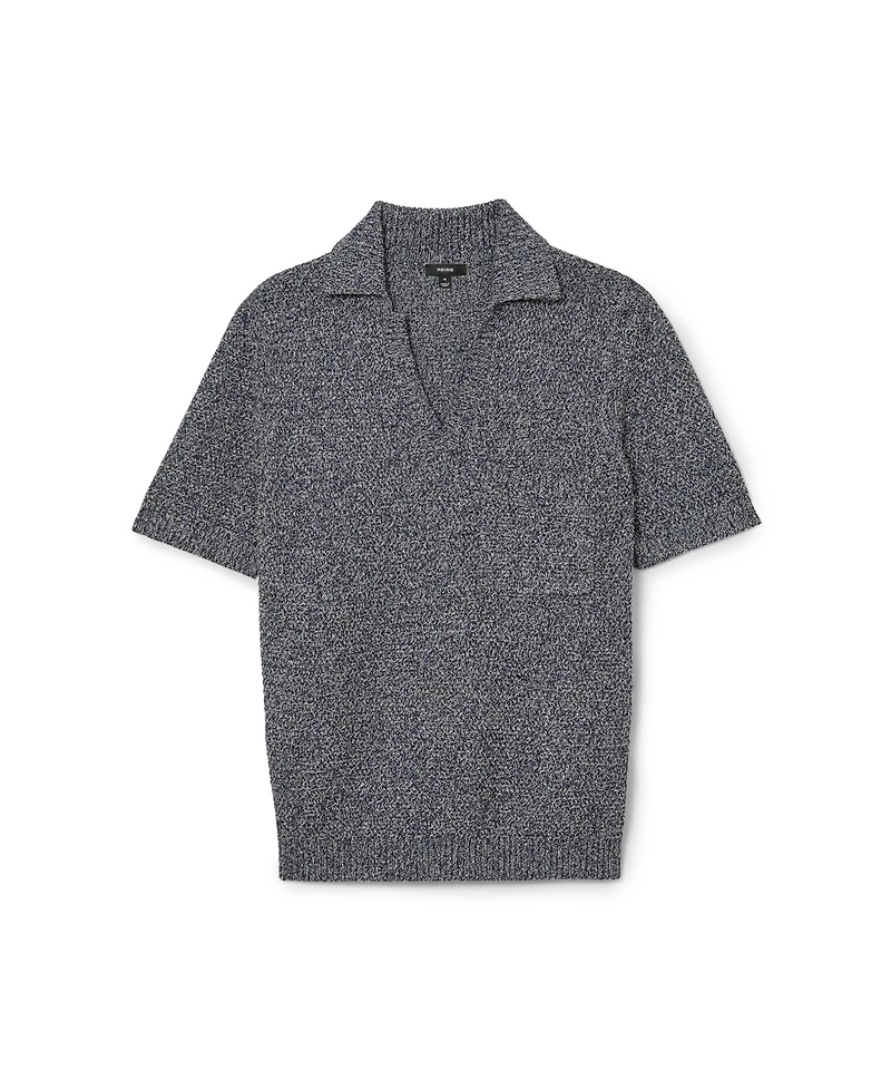 Reiss Men's Owen Speckle-Knit Open-Collar Polo Shirt