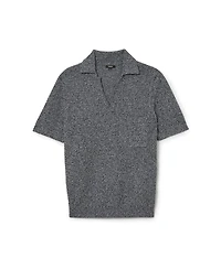 Reiss Men's Owen Speckle-Knit Open-Collar Polo Shirt