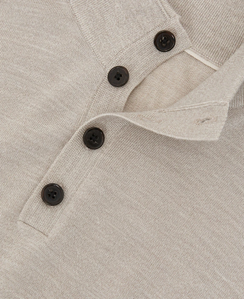 Reiss Men's Farnham Merino Wool Funnel-Neck Half-Button Jumper