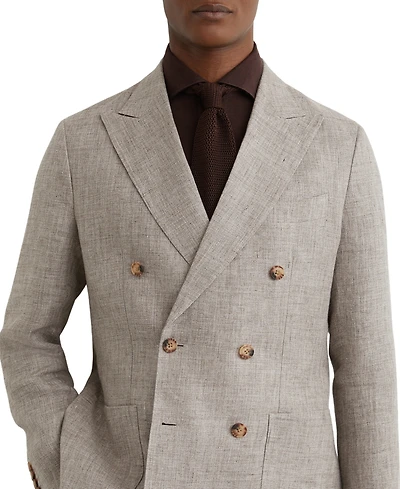Reiss Men's Amore Linen Double-Breasted Tailored-Fit Suit Blazer