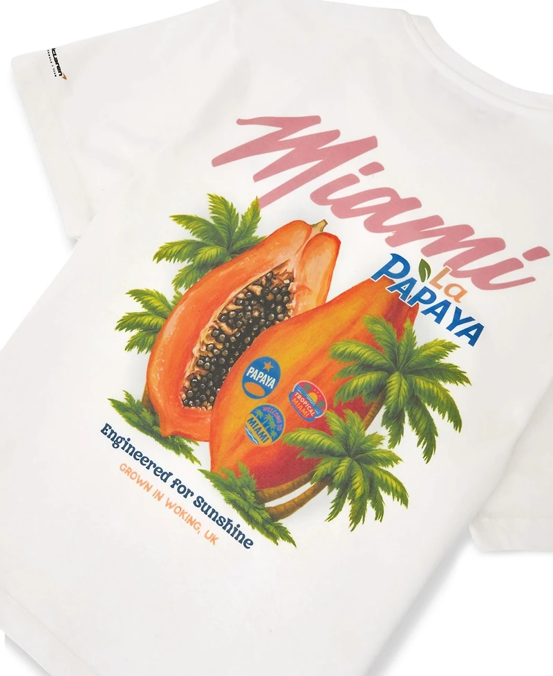 Reiss Men's La Papaya McLaren Racing Miami Papaya-Print Unisex-Fit T-Shirt