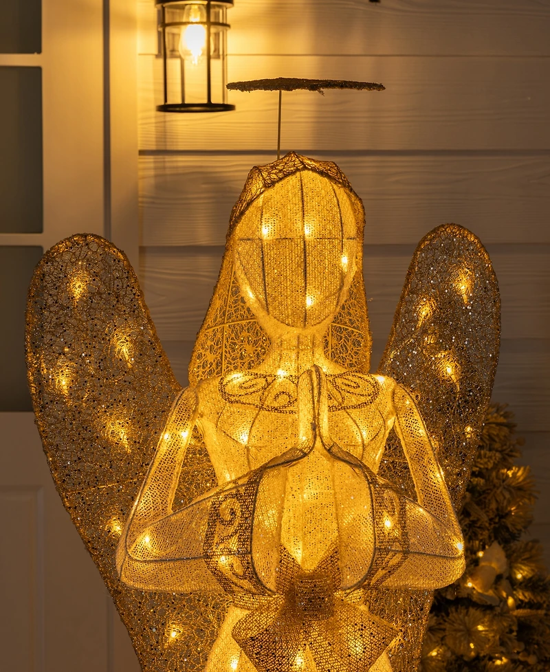 Glitzhome 63" Glittered Fabric Angel Decor