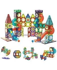 Contixo 110-Piece Light-Up 3D Magnetic Marble Run Tiles Stem Building Set with Glow Marbles for Kids Ages 3+