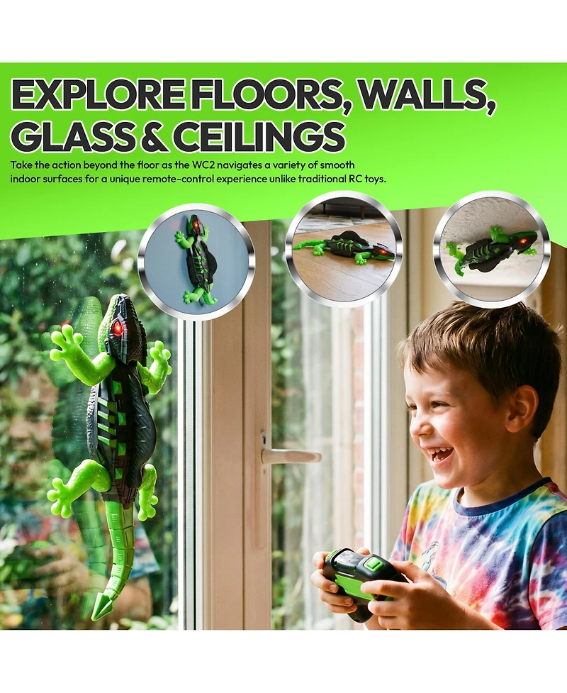 Contixo Wall Climbing Rc Gecko with Glow-in-the-Dark Design, Led Eyes and Remote Control, Crawls on Floors, Walls, Ceilings and Glass, for Ages 3+