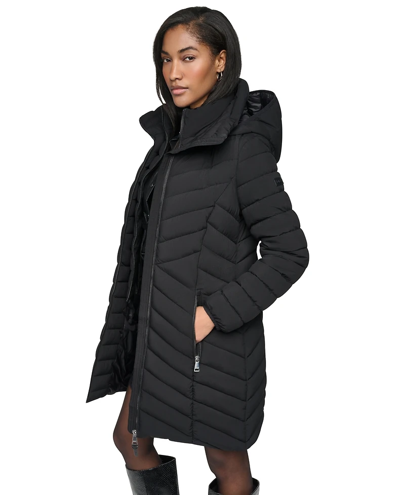 Dkny Women's Bibbed Packable Puffer Coat