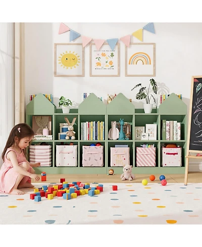 homfan Set of 2 Kids Castle Cube Toy Storage Organizer 6 Cubby Open Bookshelf with Anti Tip Wall Device Perfect for Playrooms