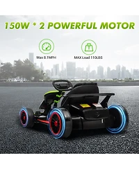 homfan 49.6 x 26.6 x 11.0 Inch Kids Electric Drift Go Kart, 24V Battery Powered Racing Kart with 10 Mph Speed