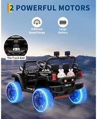 homfan 43.3 x 28.3 Inch Kids Electric Ride On Car 12V Battery Powered with Remote Control for Outdoor Play