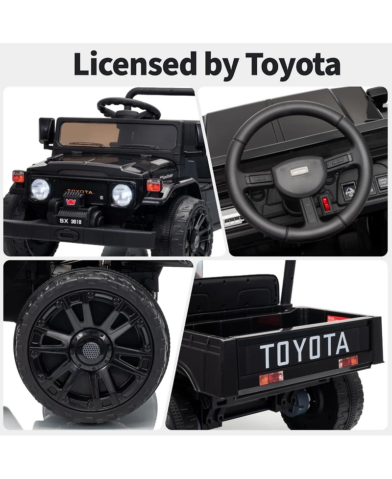 homfan 44.5x24.8x22.4 Licensed Toyota Pickup 12V Kids Battery Powered Ride-On, Remote Control, Music and Led Lights, Outdoor Play