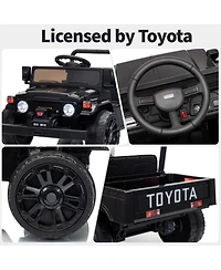 homfan 44.5x24.8x22.4 Licensed Toyota Pickup 12V Kids Battery Powered Ride-On, Remote Control, Music and Led Lights, Outdoor Play