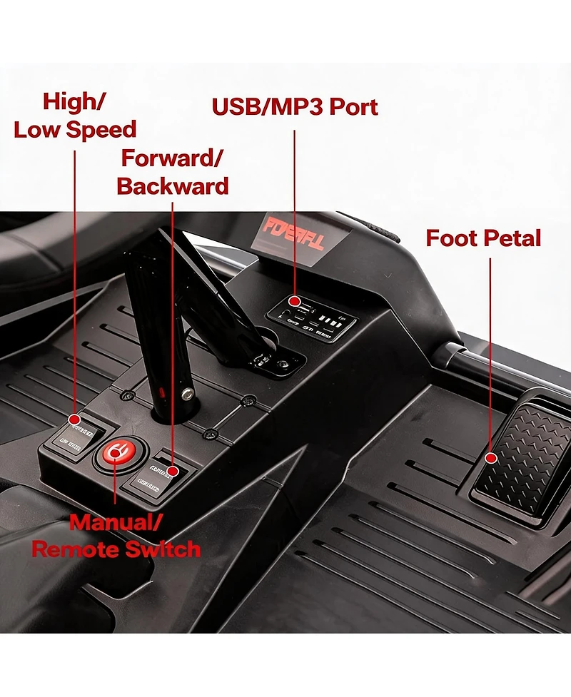 homfan 24V 4x4 Electric Ride-On Utv Ages 3-8 - Dual 12V Batteries, 4x85W Motors, Metal Frame