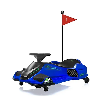 homfan Ride On Drift Kart, 24V Electric Go Kart with 180W Brushless Motors, Up to 7.5 mph Variable Speed Battery Powered Outdoor Ride On Toy for Kids
