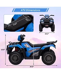 homfan 12v Electric Kids Ride On Atv, Battery Powered 4 Wheeler Car with Led Lights for Toddlers Ages 2.5 to 6 Years