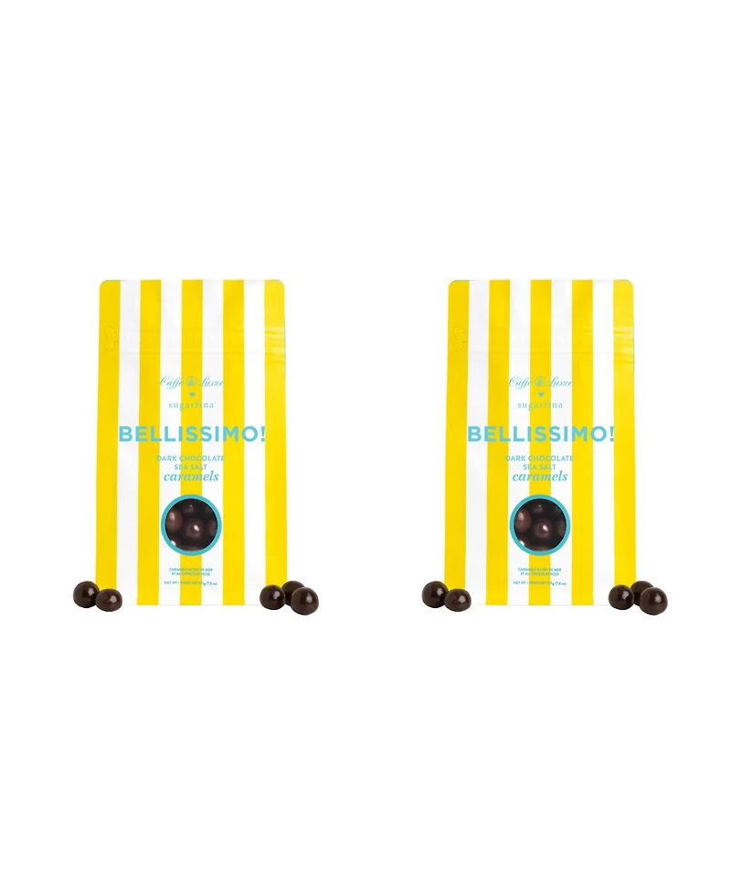 Sugarfina Caffe Luxxe Dark Chocolate Sea Salt Caramels Candy Bag Duo, 2-Piece