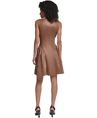 Karl Lagerfeld Paris Women's Faux Suede Fit And Flare Midi Dress