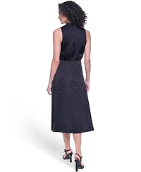 Karl Lagerfeld Paris Women's Halter Cowl Neck A-Line Midi Dress