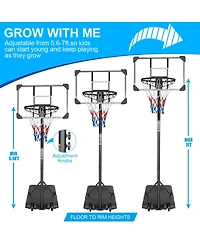 Zeny Portable Basketball Goal System with Stable Base and Wheels, use for Indoor Outdoor teenagers youth height adjustable 5.6 to 7ft Hoop