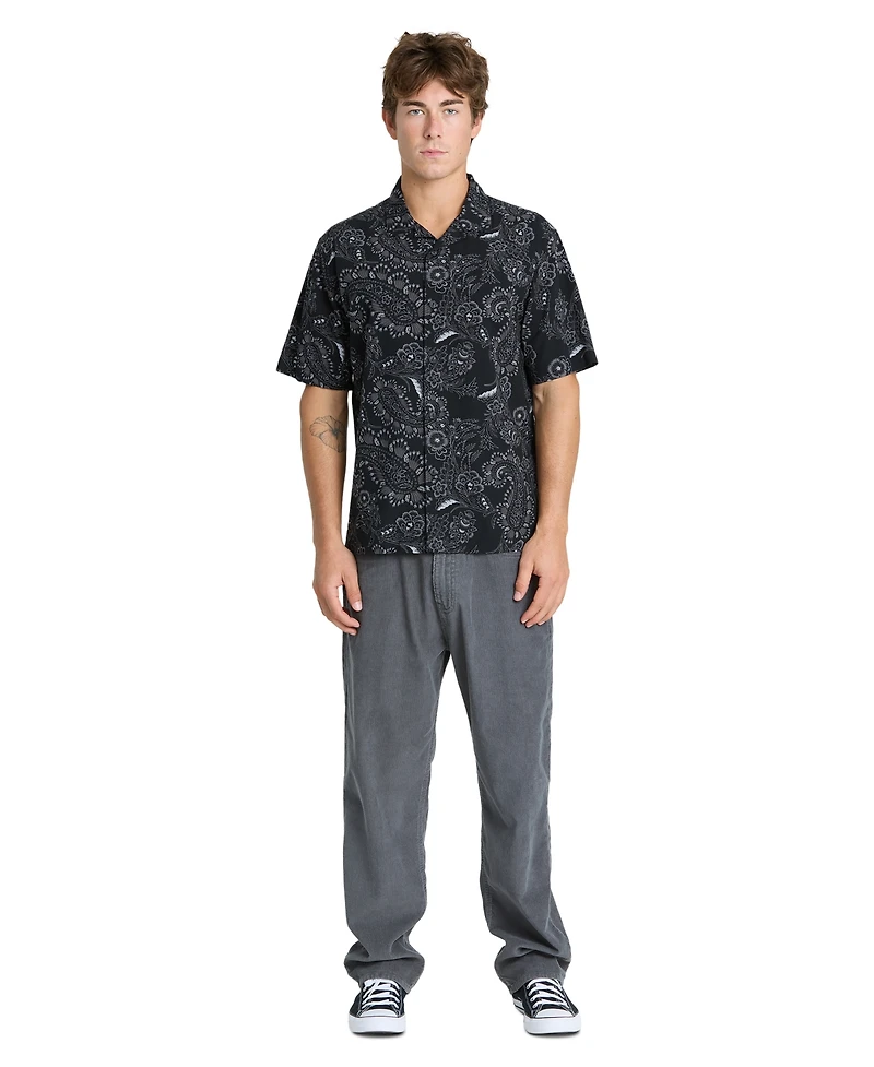 Quiksilver Men's Cotton Viscose Blend Collared Button-Up Shirt