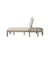 Asagikoiai 5-Position Outdoor Chaise Lounge Set of 2, Acacia Wood Recliners with Cushions