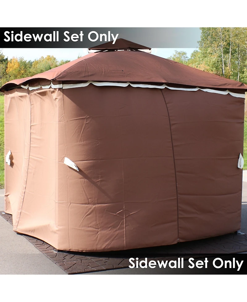 Sunnydaze Decor 4-Piece Polyester Gazebo Sidewall Curtain Set - Brown