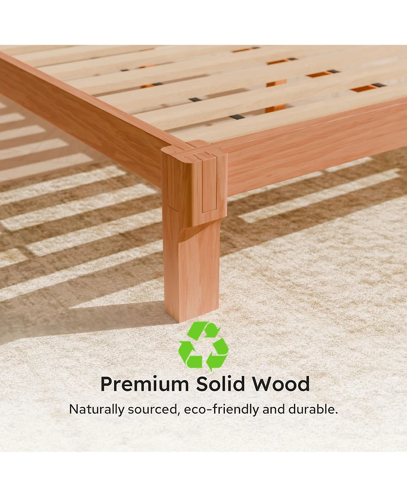Flexispot Kana Japanese Joinery Solid Wood Platform Bed Frame with Slat Support
