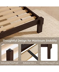 Flexipot Kana Japanese Joinery Solid Wood Platform Bed Frame with Slat Support