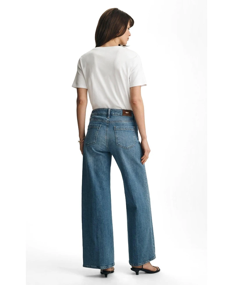 Mavi Jeans Women's Paloma Mid Rise Wide Leg Brushed Gold Premium