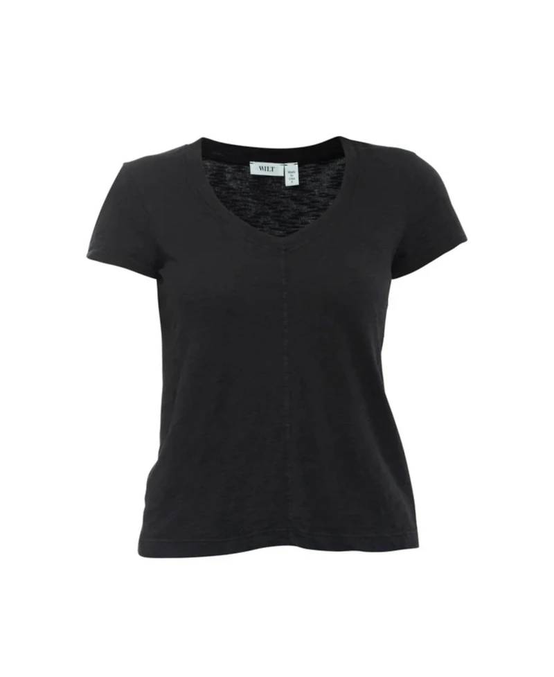Wilt Women's Slim Deep V-Neck Rib Back Tee